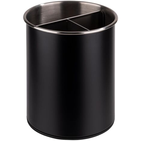 APS 11748 - Portaposate, girevole, Ø 13 cm, altezza 16,5 cm, fondo per mobili, divisorio rimovibile (3 scomparti), acciaio inox, nero