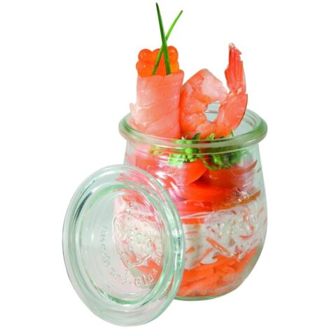 APS 12 barattoli originali WECK 220 ml con coperchio, set di 12, Ø 7 cm, H: 8 cm, forma a tulipano, barattolo da conserva, barattolo decorativo, barattolo da dessert, barattolo da conservazione, lavab