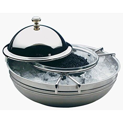 APS Caviar cooler, 4 pezzi, caviale cooler, caviale, caviale ciotola, buffet cooler Ø 18 cm, altezza: 12 cm, 18/8 acciaio inox lucido, ciotola in vetro Ø 10 cm
