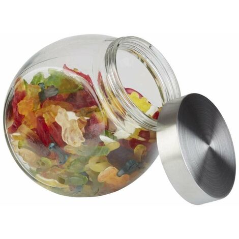 APS POT EN VERRE AVEC COUVERCLE 12,5 X 19 CM, H: 18 CM GLAS, ACIER INOXYDABLE