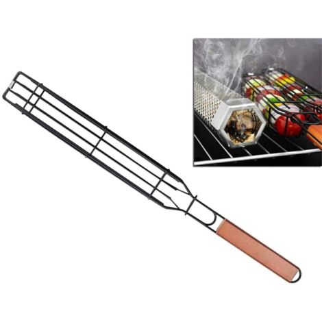 Apte Panier de grillade noir avec poignée bois 49 cm
