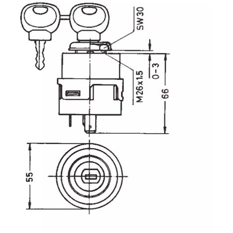 Aptiv 330332 - Commutateur de démarrage MERIT - 4 poSitions - 2 clés