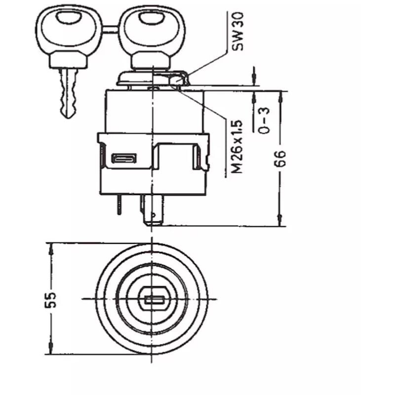 

330332 - Interruptor de Inicio de MERIT - 4 posiciones - 2 llaves - Aptiv