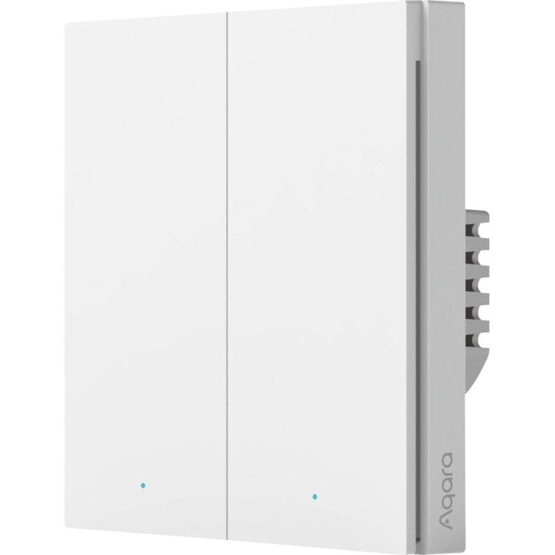 Aqara - H1 eu interrupteur mural intelligent (double bouton, conducteur neutre) équipé de Zigbee 3.0 Hub, télérupteur compatible avec Alexa, HomeKit,