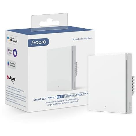 Aqara H1 EU Smart Wall Switch (No Neutral, Dual Push Button), nécessite AQARA HUB, Zigbee 3.0, télécommande, Compatible avec Alexa, HomeKit, Google Assistant et IFTTT