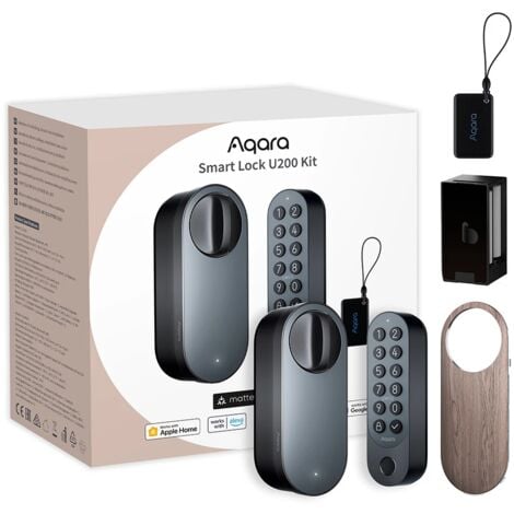 AQARA Huella Digital/Contraseña/Acceso NFC, Bloqueo y Desbloqueo Automático Control de APP, Negro