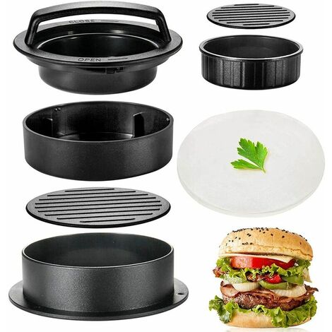 AQIUO Moule Steak Haché 4 Formats de Steaks Presse Steak Haché Presse Hamburger Burger Press Presse Burger 50 papiers à hamburger