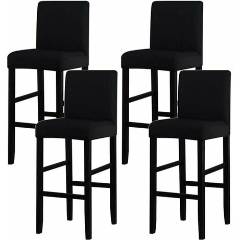 AQIUO Tabourets Hauts Housse de Chaise de Bar Couverture de Chaise de Pub Amovible et élastique,Noir 4 Pièces