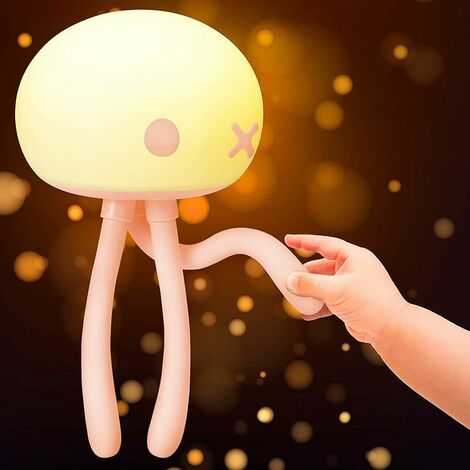 AQIUO Veilleuse pour bébé Jellyfish, lampe de chevet pour bébé à intensité variable avec trépied flexible, veilleuse pour bébé pour l'allaitement, veilleuses pour enfants rechargeables par USB pour ch