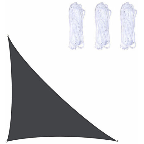 AQIUO Voile d'ombrage triangulaire 5x5x7.1m étanche et résistante aux UV, convient aux balcons de terrasse de jardin,noir