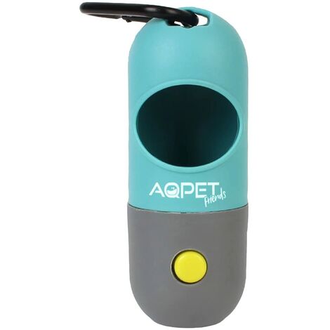AQPET Dispenser in plastica con Torcia led sacchetti igienici per animali - Inclusi sacchetti compostabili, 1 pezzo - colore casuale