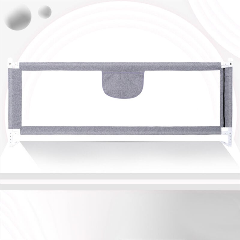 Aqrau - 2M Barrière de Lit, Barrière de Sécurité pour Lit de Bébé, Protection Contre les Chutes, Réglable Hauteur, Durable et facile à installer, Gris