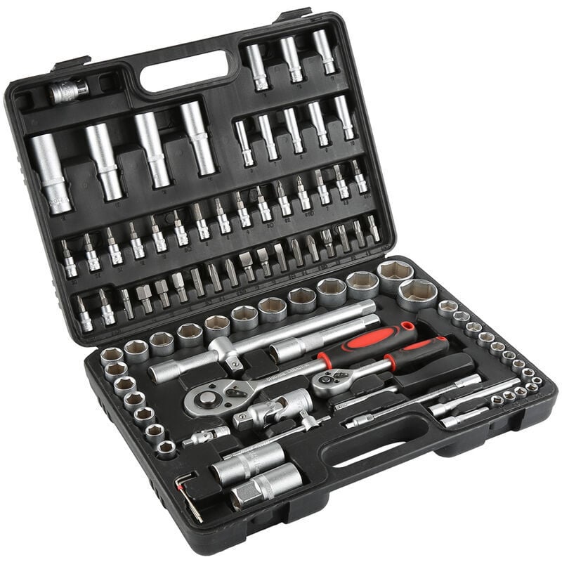 Aqrau - 94 pcs Coffret de douille et embouts Mallette à Outils - Vanadium