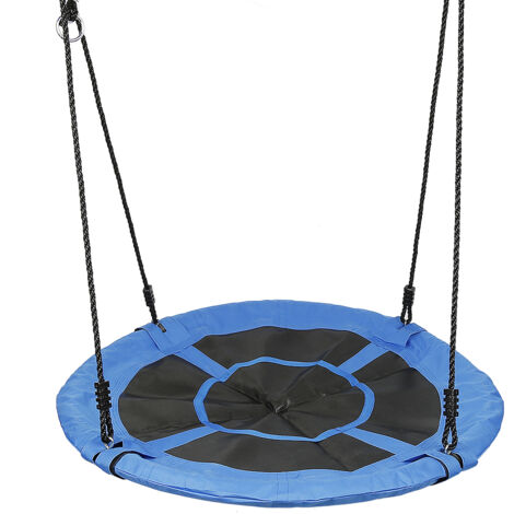 Aqrau Balancoire nid d'oiseau Rond 100CM Siege Balançoire - Balançoire d'intérieur et d'extérieur - Réglable en Hauteur pour Enfants et Adultes