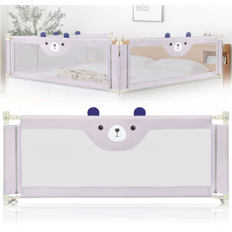 Aqrau Barrière de lit pour enfants 200x100 cm Toddler Bed Guard Gris ( 3 Côté )