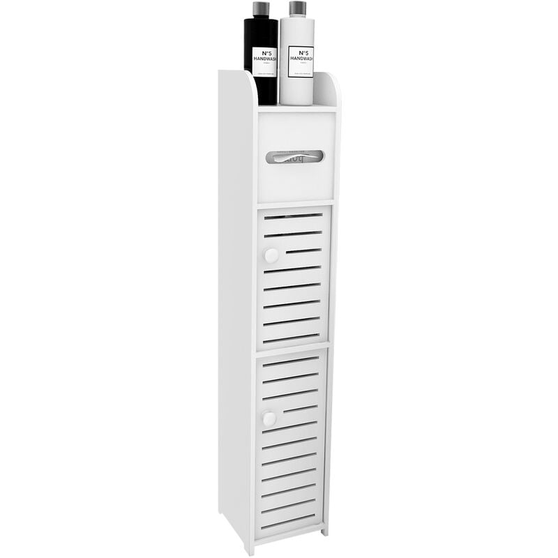 Colonne Salle de Bain, Meuble de Salle de Bain sur Pied Meuble de Rangement, Panneau mdf, Blanc 17x15x78cm - Aqrau