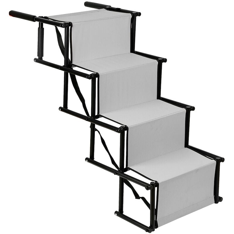 Aqrau - Escaliers légers de rampe de voiture de chien, escaliers pliables d'animal familier de cadre en métal de fond antidérapant pour des voitures,
