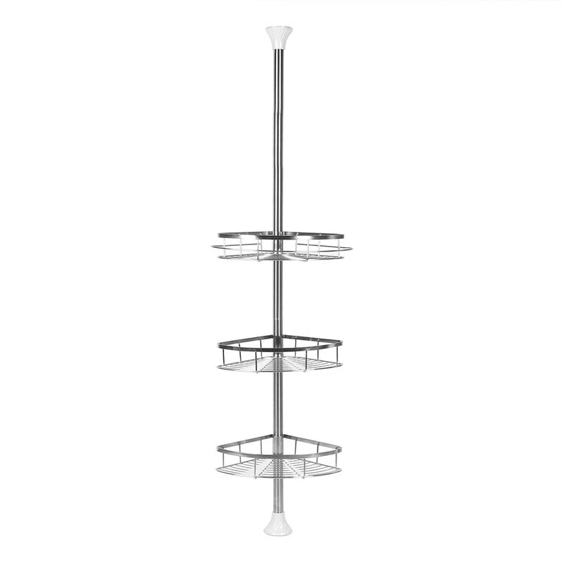 Aqrau Etagère de Douche télescopique en Acier Inoxydable, Etagère d'angle Hauteur Réglable - 3 étagères(110-280cm )