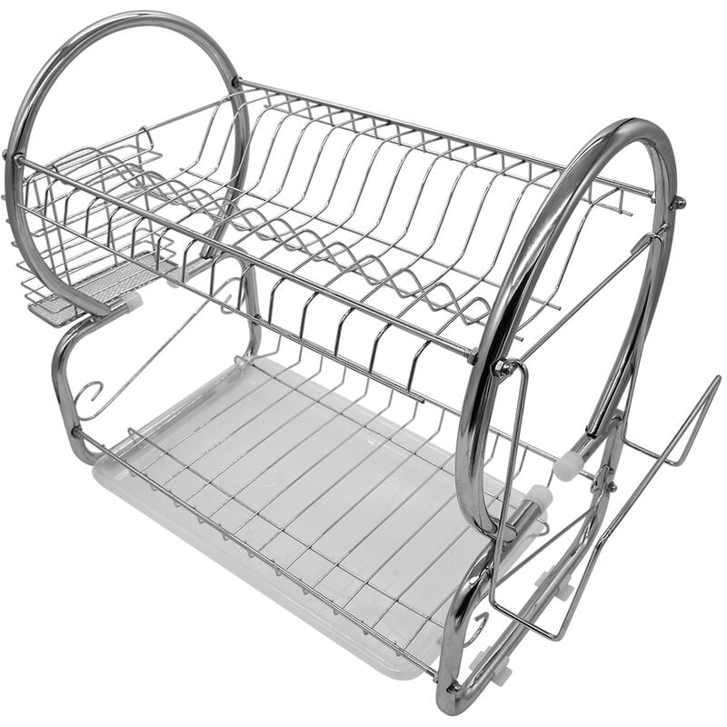 Gouttoir à Vaisselle à 2 étages en Metal , avec Support pour Planche - Porte Couverts - Aqrau