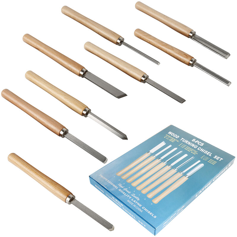 Aqrau JEU DE 8 CISEAUX GOUGES POUR TOUR A BOIS