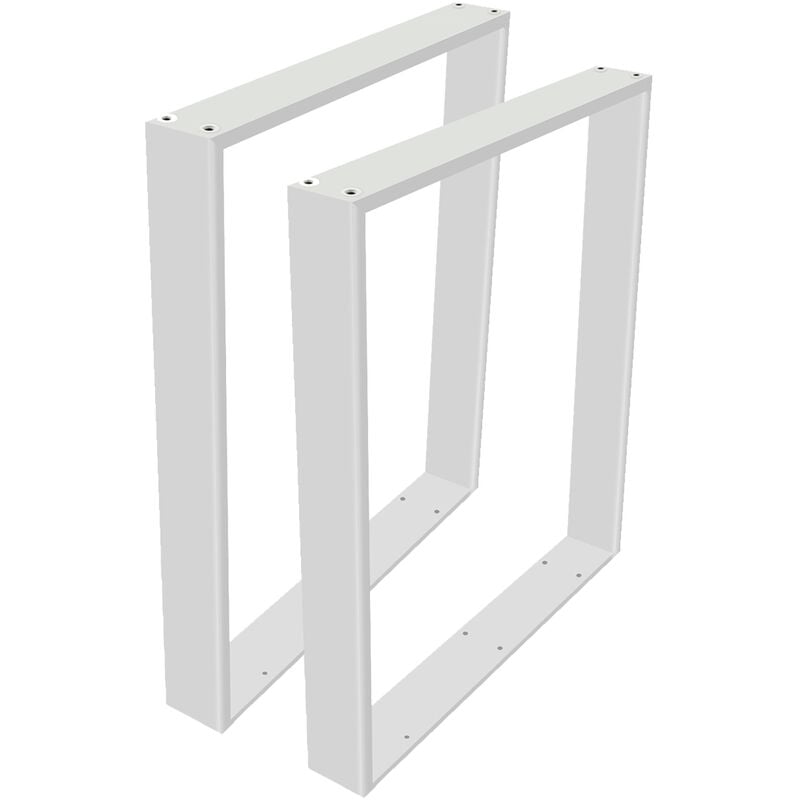 Lot de 2 Pieds de Table Métal 60x72 Carrés industriels robustes, Design industriel Blanc - Aqrau