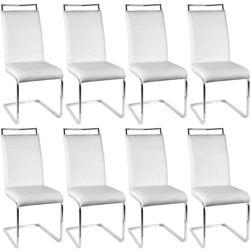 Aqrau - Lot de 8 - chaises de salle à manger,chaise cantilever. chaises, Style contemporain - 46 × 44 × 102 cm -Blanc