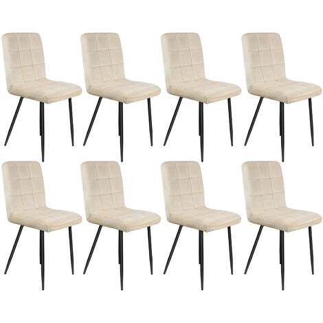 Aqrau Lot de 8 Chaises en Velours, Chaises de Salle à Manger, Pieds Solides en Métal - Beige