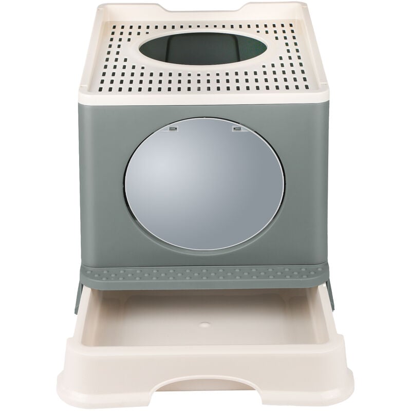 Maison de Toilette pour Chat, Bac à Litière Fermé pour Chat Plateau Amovible, Pelle, pour Grand Chat, Capacité de Charge 15 kg 48 x 39 x 34 cm - Aqrau