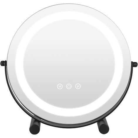 Aqrau Miroir de Maquillage hollywoodien avec lumières LED, 30CM Lighted Makeup Mirror, Réglable, Écran Tactile, Rotation à 360 degrés, Miroir de Table Cadre Noir