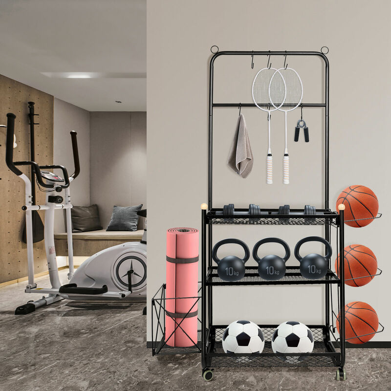 Organisateur D'ÉQuipement De Sport, Porte Ballon Basket, Salle de sport Stockage Grille - Aqrau