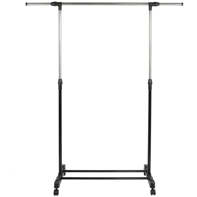 Portant à Vêtements avec Roulettes, Porte-manteau, Tringle Extensible pour Charge Lourde, Hauteur et Largeur Réglables 145 x 77 x 158 cm - Aqrau
