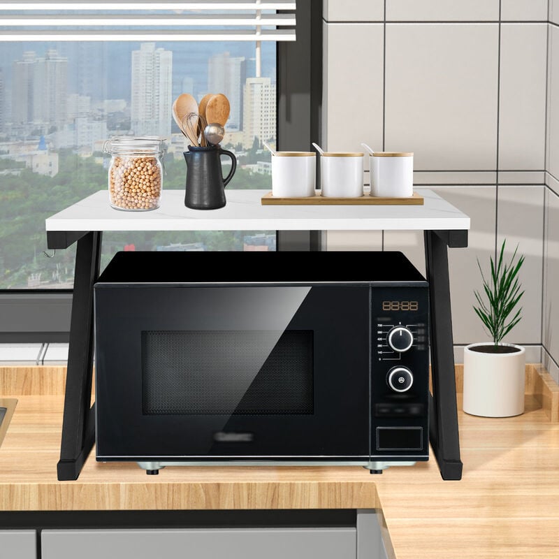 Support de Four à Micro-Ondes/Organisateur de Cuisine à 2 Niveaux/Noir - Z06 - Aqrau