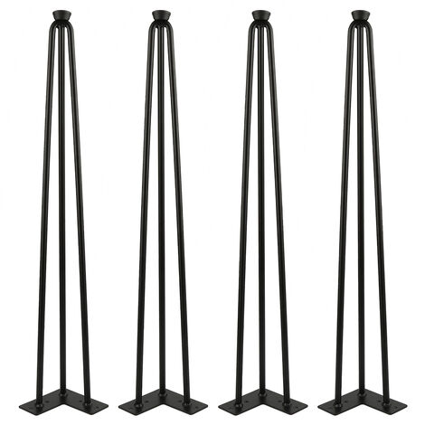 Aqrau Support de pied de table noir avec trois pôles hauteur 76cm 4 pcs (diamètre du mât 12mm)