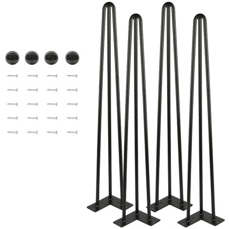 Aqrau Support de pied de table noir avec trois pôles, hauteur 86 cm 4 pcs (diamètre du mât 12 mm)