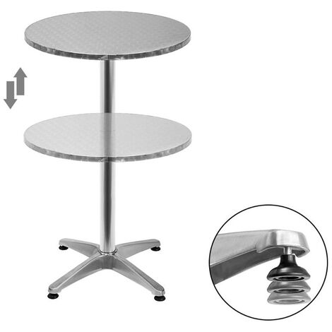 Aqrau Table à manger ronde en aluminium en acier inoxydable hauteur réglable 60 60 70 / 110cm