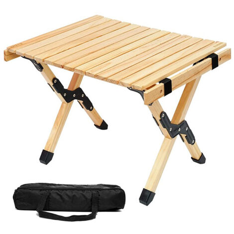 Table basse pliable jardin camping + sac transport bois sapin pré