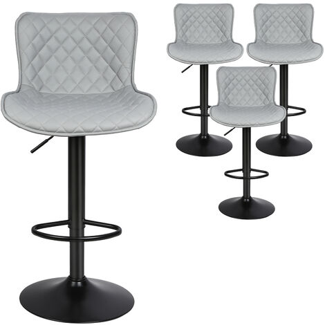 Aqrau Tabourets de Bar Lot de 4, Chaise de Cuisine Rotation à 360 °Ergonomique pour Comptoirs de Bar Charge 120 KG Gris clair