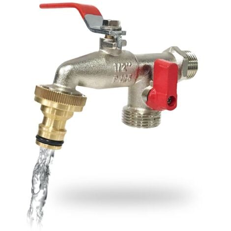 Aqua Control G6354 Premium Rubinetto da giardino a doppia uscita da 1/2" - 3/4"
