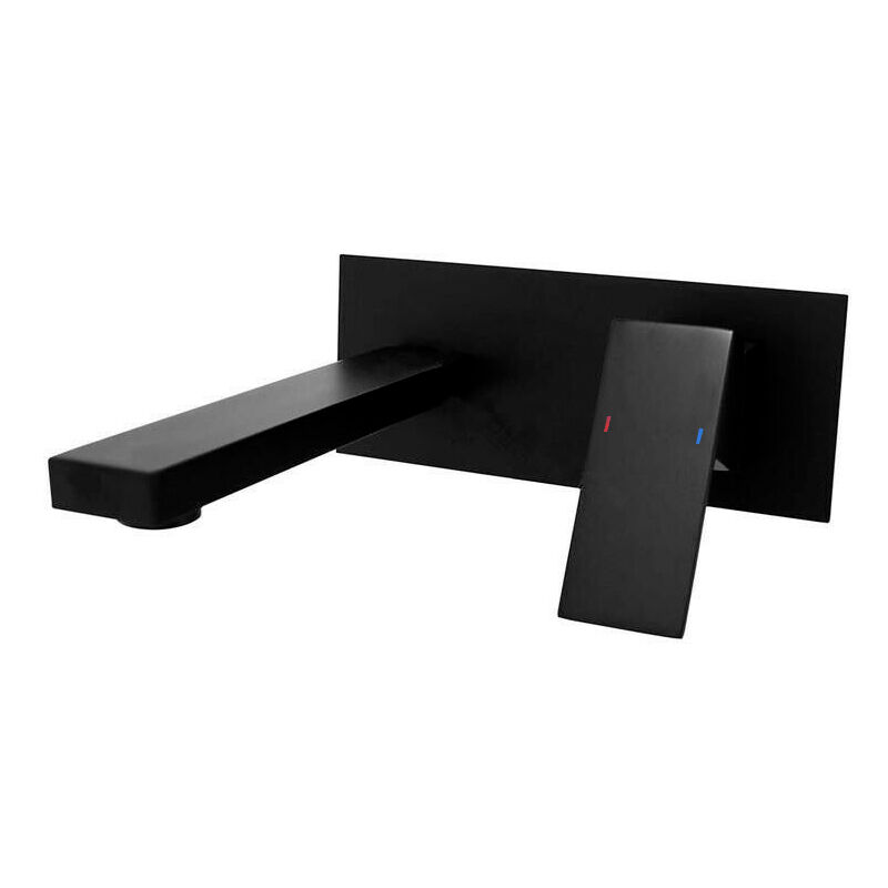 

Aqua - Grifo monomando para lavabo de pared empotrado, diseño negro de latón