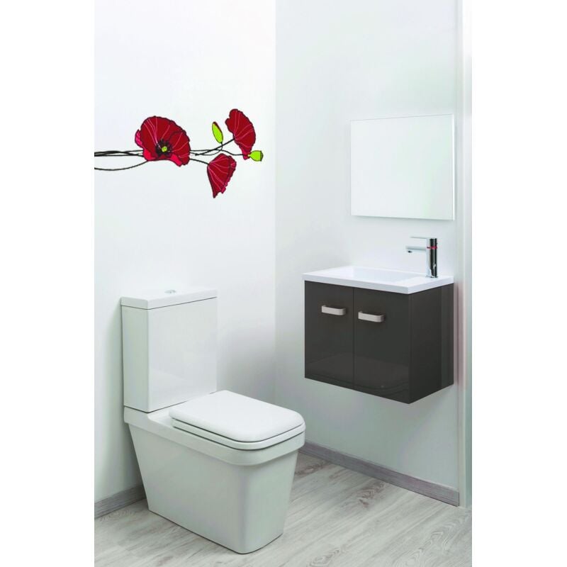Ondee - Lave-mains epice - avec miroir - 50cm - Gris - Laqué - Livré en kit