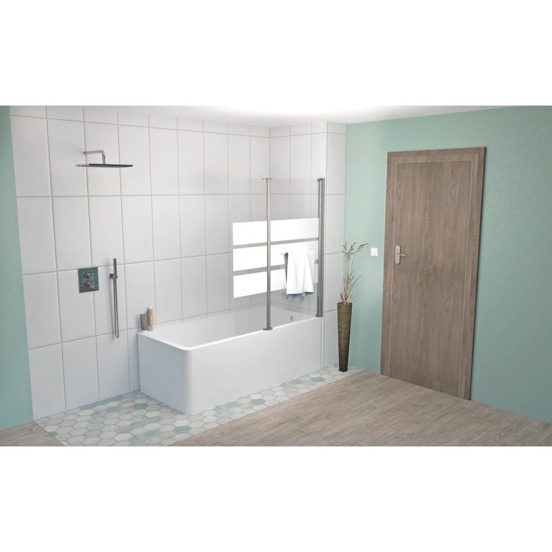 Pare-baignoire rosa - Paroi 120x140x0,4cm - Verre trempé - Finition chromé