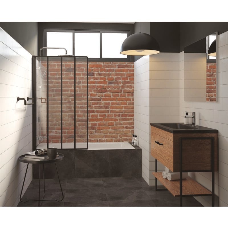 Pare-baignoire VERIA - Paroi 80x140x0,5cm - Verre trempé - Finitions noir mat