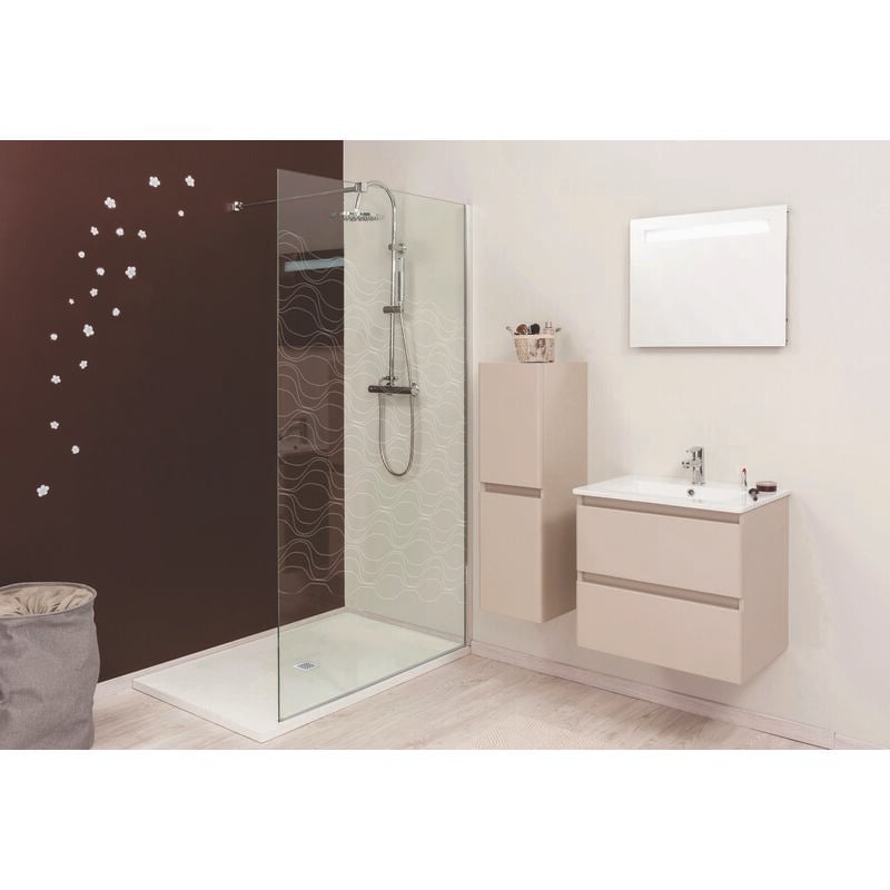 Paroi de douche onda - Verre trempé 8mm - Sérigraphie Givrée à motif - 120x200cm