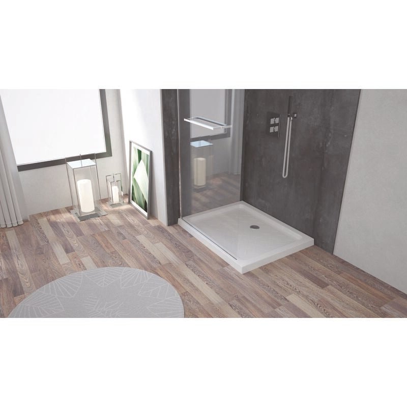 Receveur MERI - Picots Antidérapants - 80x120x6,5cm - Grès - Blanc