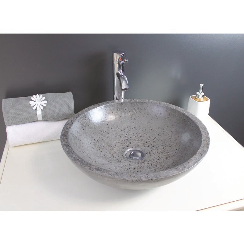 Ondee - Vasque bol à poser petra - Gris - 44cm - Terrazzo - Sans trop plein