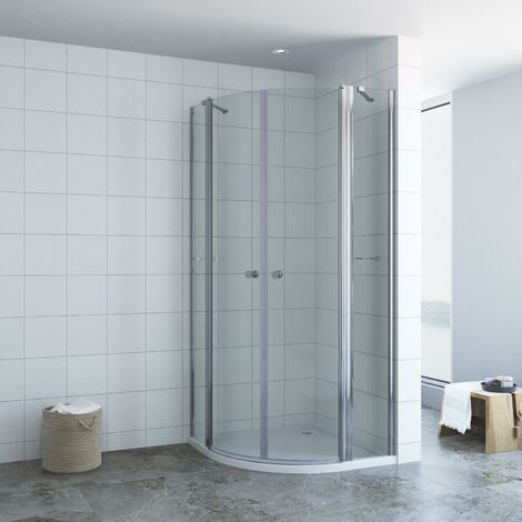 AQUABATOS 90x90x195cm Runddusche Duschkabine Viertelkreis Duschabtrennung 5mm NANO ESG Sicherheitsglas Radius 55 cm mit Eckregale