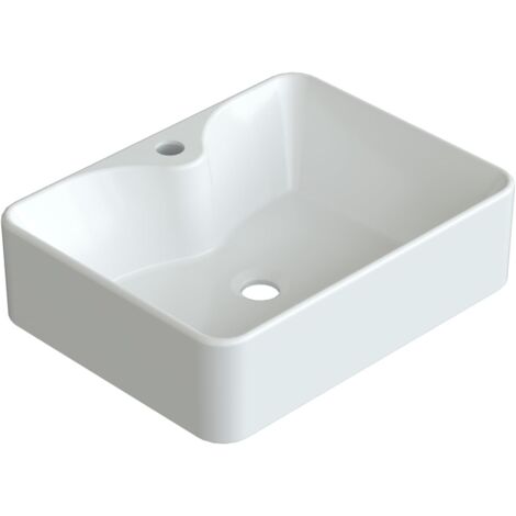 AQUABATOS Aufsatzwaschbecken Waschbecken Keramik Waschtisch Handwaschbecken,mit Hahnloch, Ohne ablaufventil und Überlauf WBK23