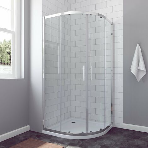 AQUABATOS® BORAS-Serie Duschkabine 90x90cm Viertelkreis mit Schiebetüren 6mm ESG Glas Höhe 185cm