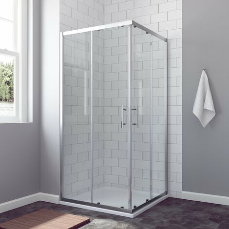 AQUABATOS® BOURGES-Serie Duschkabine Eckeinstieg 110x80cm mit Schiebetüren 6mm Echtglas Höhe 185 cm