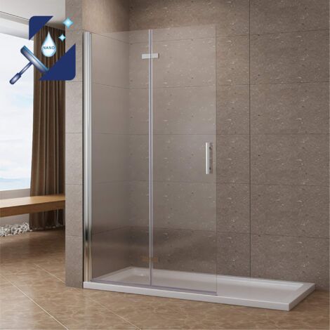 AQUABATOS®  Duschabtrennung Faltbar Dusche Walk in Duschwand Glas Duschtrennwand Drehfalttür Duschtür Falttür aus 6 mm Echtglas ESG mit Nano Beschichtung 1.65 x 197 cm